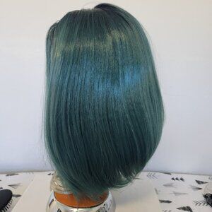 Ombre Green Black Wig Bob A Line